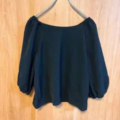 【NATURAL BEAUTY BASIC】ボリュームスリーブブラウス　黒　M