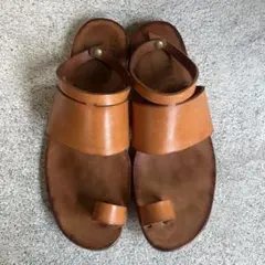 希少美品 JOHN LOBB 7 レザー トングサンダル ダークブラウン - メルカリ