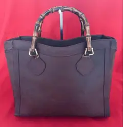 本物.訳有　GUCCI グッチ　ダイアナ　革　バンブー　バッグ　トート　茶 美品 GUCCI グッチ ダイアナ ミディアム ブラウン 茶 レザー