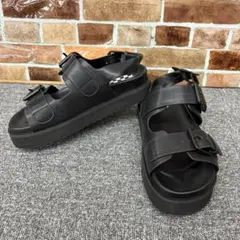 165.NO NAME サンバックル フラットサンダル ブラック 23cm