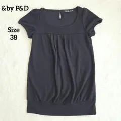 &byP&D チュニック 半袖 黒 M キーホール シンプル 平成 トップスのサムネイル