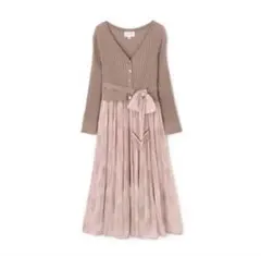 JILLSTUART　マーブルスカーフ付ニットワンピース　ピンク