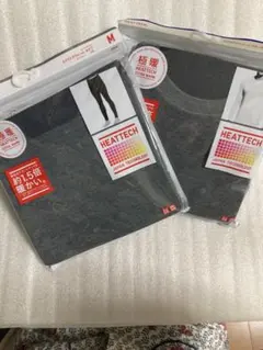 【新品】ユニクロ　極暖　クルーネックT タイツ セットグレー