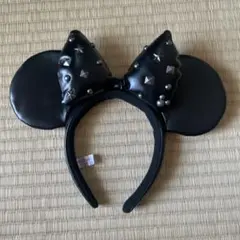 レザー風スタッズ付き　ミッキー耳カチューシャ