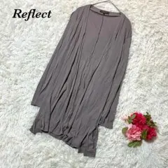 リフレクト ロングカーディガン 9 グレー 長袖 羽織り 薄手 カジュアル 通勤