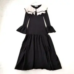 Blanc Nature 白襟ワンピース 38 黒白　ブランナチュール Blanc Nature 白襟ワンピース 38 黒白 ブランナチュール - メルカリ