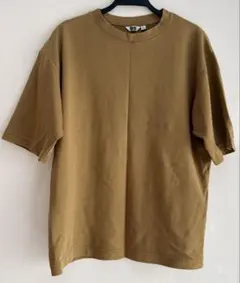 UNIQLO U ブラウン エアリズムコットンオーバーサイズTシャツ/5分袖