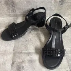 ecco　エコー　レザー　スタッズ　サンダル　38 24cm オールブラックのサムネイル