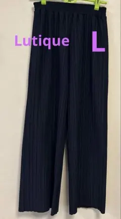 しまむら ルティーク Lutique プリーツストレートパンツ 紺 ネイビー L