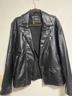 ZARA ブラック ダブルライダースジャケット