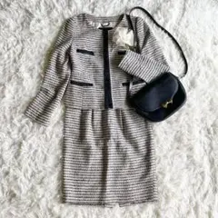 美品✨アンタイトル　ノーカラースカートスーツ　ツイード　セットアップ　Ｓ