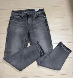 upper hights グレー スキニーデニム フリンジ裾　サイズ24