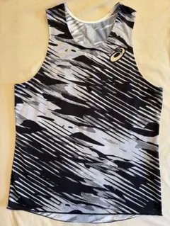 ASICS アシックス シングレット ブラック/ホワイト（グレー）　メンズ　M