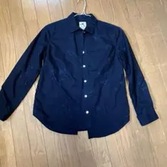 透かし模様 濃紺長袖シャツ