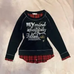 平成女児古着y2k♡ストーン付シャツ風トレーナー