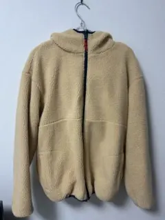 リバーシブルフリースジャケット ベージュ ネイビー