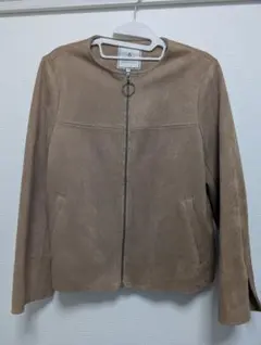 ベージュ スエード風 ジップアップジャケット