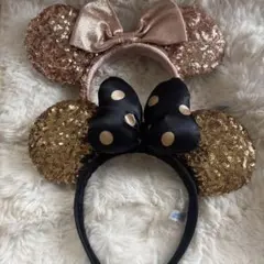 ミニーマウス耳カチューシャ（スパンコール）2個セット 当日発送
