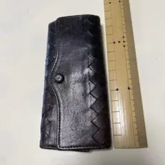 ボッテガヴェネタ　レザーキーケース ダークブラウン 編み込みデザイン