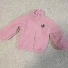 ベビードール　ピンク フリースジャケット クラウン刺繍　100
