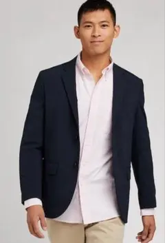 美品 ユニクロ 感動ジャケット コットンライク ネイビー サイズM