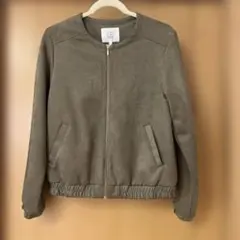 匿名配送　3can4on ノーカラージャケット　ブルゾン　カーキ