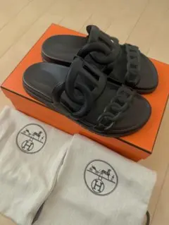 極美品 エルメス HERMES サンダル ブラック エクストラ 36のサムネイル