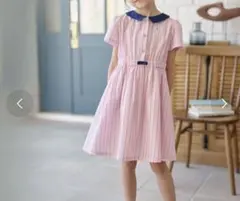 組曲　ピンクストライプ半袖ワンピース　150㎝