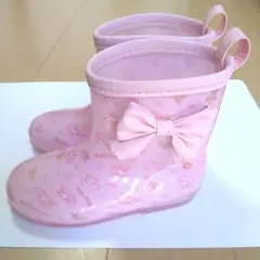 17cm ピンク リボン付き 防水長靴 マイメロディ　レインブーツ 女の子