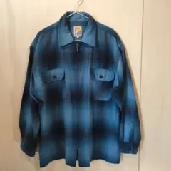 DOWNINGS チェック柄ネルシャツ Lサイズ　オンブレシャドージップ