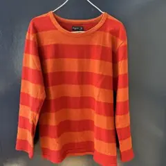 Agnès b. 赤とオレンジのストライプ長袖カットソー T2