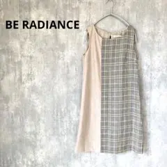 BE RADIANCE チェック柄 リボン ワンピース ノースリーブ ウール混のサムネイル