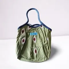刺繍入りオリーブグリーントートバッグ【美品】ベトナム ブランド ma Ena