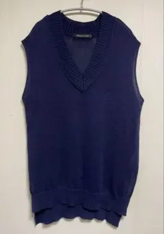美品【ミズイロインド】ワイドシルエット ベスト ジレ グレー リネン