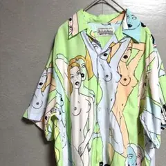 【美品】WACKO MARIA 天国東京百女柄図 アロハシャツ 半袖 シャツ Mのサムネイル