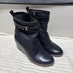 TORY BURCH【24.5】 ウェッジソールムートンショートブーツ