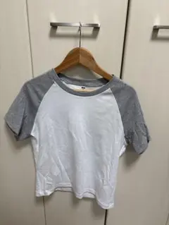 UNIQLO ラグランTシャツ ホワイト×グレー XL