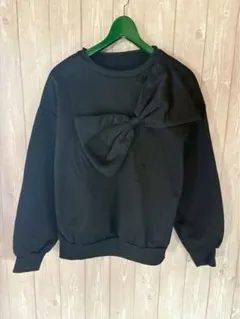 【9555】SHEIN ブラック リボン付き スウェット M