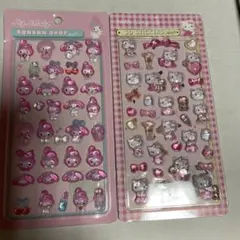 マイメロディとハローキティ ボンボンドロップシール 2枚セットで