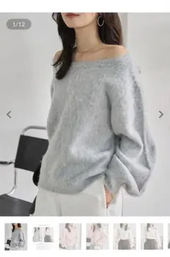 【完売商品】新品・未使用 オフショルダーシャギーニットトップス [N1262]