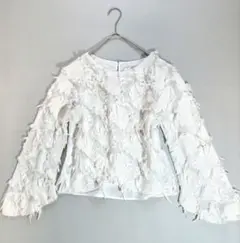 ハルズアミ フーチークーチー ジャガード刺繍 ベルスリーブ カットソー M