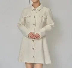 【美品】REDYAZEL エンブレムボタンツイードシャツミニワンピース