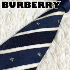 【美品】BURBERRY ネクタイ　ホースロゴ　レジメンタル　ネイビー
