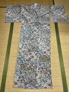 10/14まで割引】オーダーメイド 正絹 裾引き着物 生成り色地 紅型柄 
