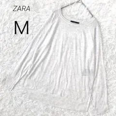 ザラ ZARA サマーニット 薄手ニット クルーネック 長袖 シアー レイヤード