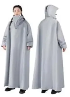 グレー ロング丈 レインウェア 収納袋付　自転車　お散歩　　値下げしました！！