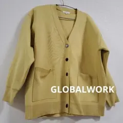 GLOBAL WORK イエロー Vネックカーディガン M