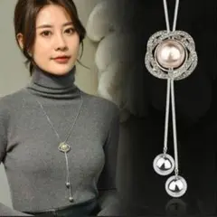 超人気　レディース　ネックレス　ペンダント　ロング　パール風 素敵