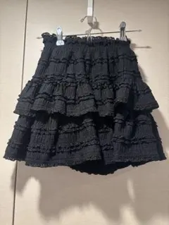 ティアードフリル キュロットパンツ ブラック
