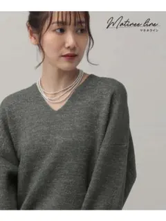 グローバルワーク　MATINEE LINE/接結ラメニットVネックプルオーバー